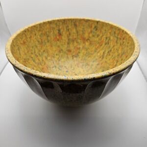 Vtg Boonton Ware Mustard Confetti Mixing Bowl 4qt #511C Malmac